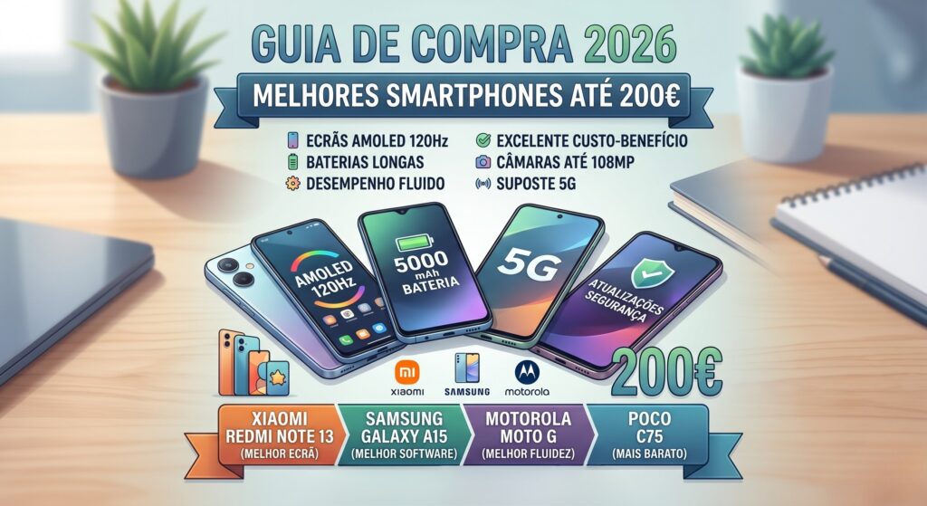 Melhores smartphones até 200€ em 2026